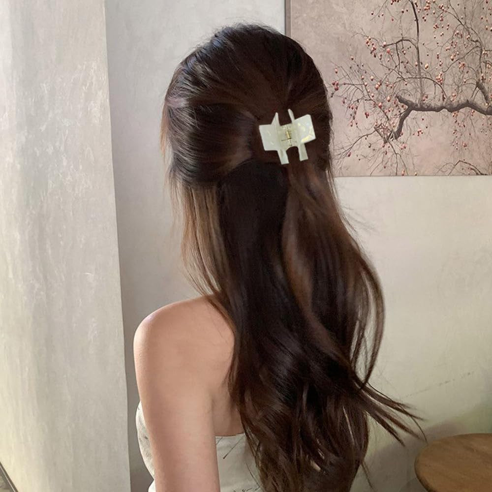 8Pcs Hair Claw Clips,  Hair Clips Square Hair Jaw Clips Hair Accessories for Women Medium Hair Clips Tortoise Barrettes Hair Accessories