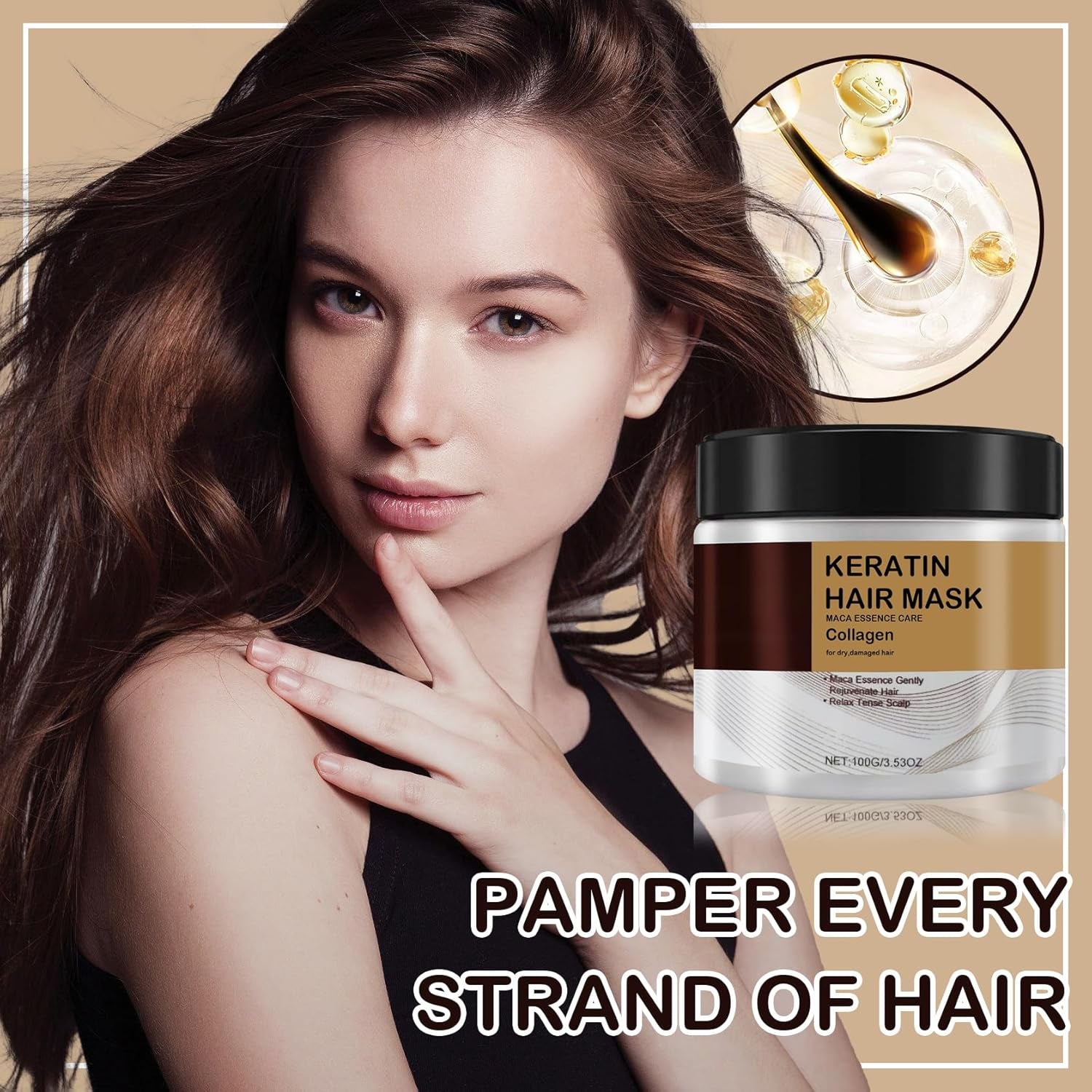 Keratin Hair Mask,Deep Conditioning Hair Mask for Hair Care,Hydrating Collagen Hair Mask for All Hair Types