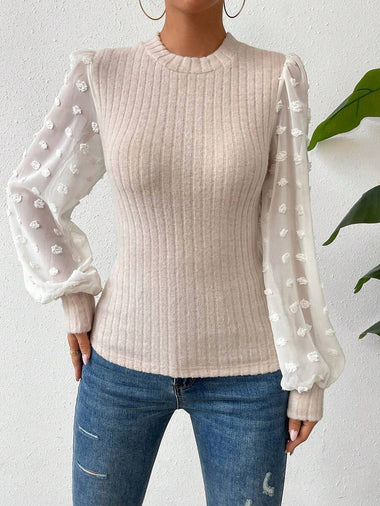 Women's Knitwear Round Neck Stitching Long Sleeve