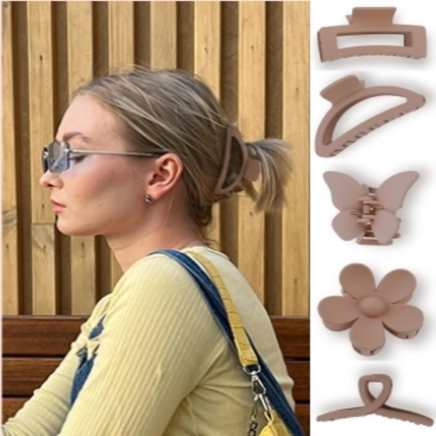 5 PCS Hair Clips for Women Hair Clips for Thick Hair Claw Clips Hair Accessories Medium Hair Clips Thick Hair Claw Clips for Long Hair Thick Hair Brown Claw Clip