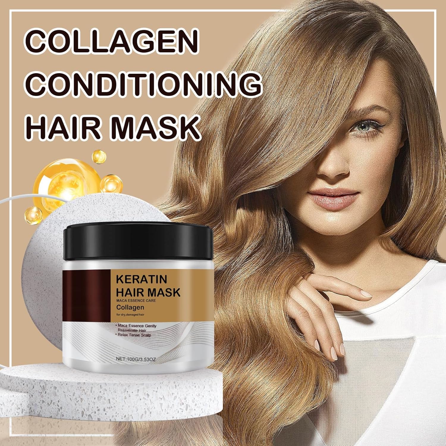 Keratin Hair Mask,Deep Conditioning Hair Mask for Hair Care,Hydrating Collagen Hair Mask for All Hair Types