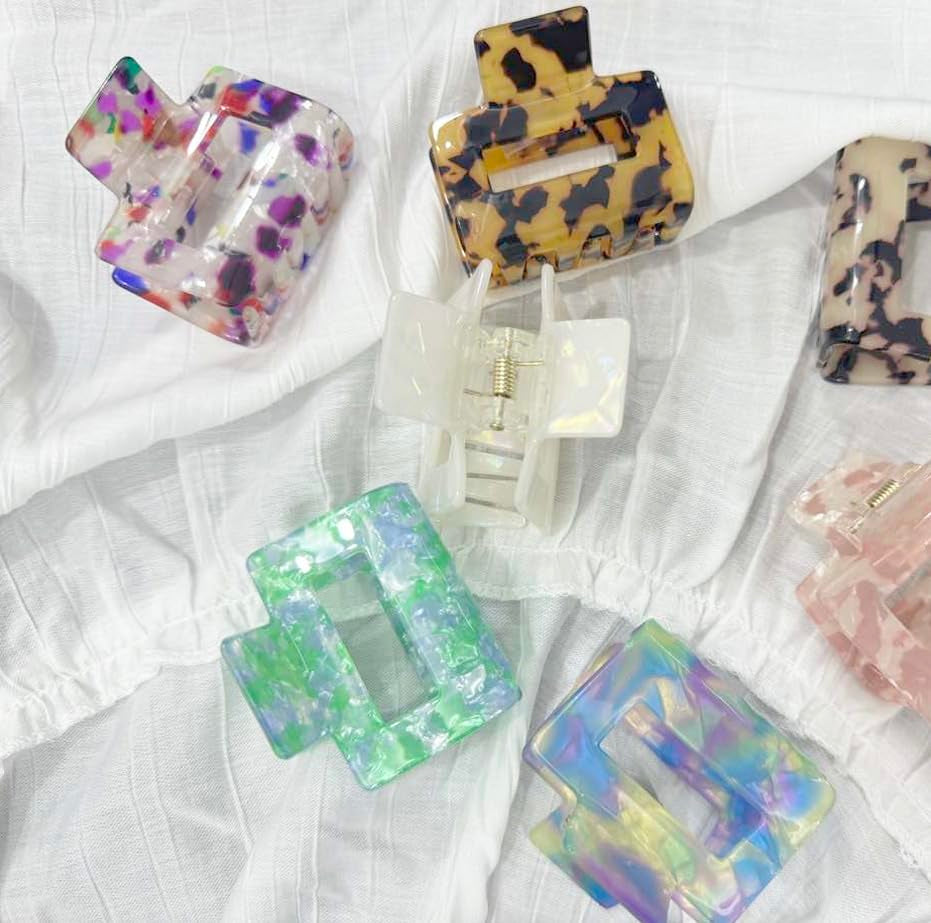 8Pcs Hair Claw Clips,  Hair Clips Square Hair Jaw Clips Hair Accessories for Women Medium Hair Clips Tortoise Barrettes Hair Accessories