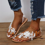 Lace Sandals Bohemia Beach Shoes Flowers Ankle Strap Flat Shoes Summer